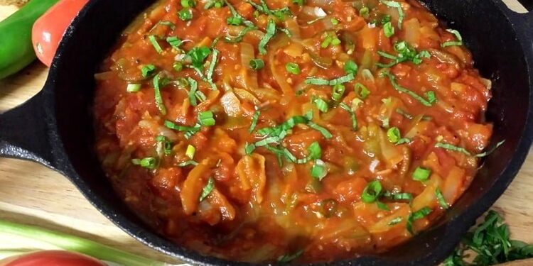 Recette de chachouka, tchektchouka, shakshuka à la mozzarella (Maghreb, Algérie, Tunisie...) 1