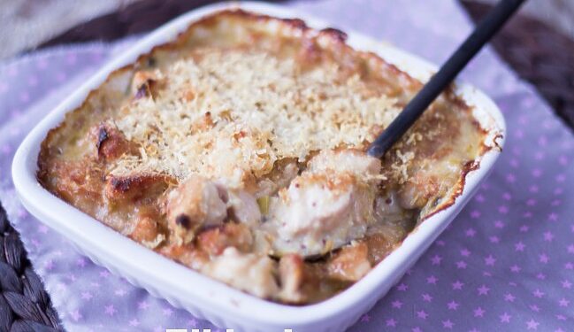Gratin de poulet et de poireaux sans gluten 1