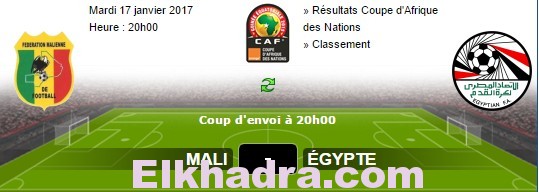 Mali - Egypt match en direct Live du Mardi 17 janvier 2017 1