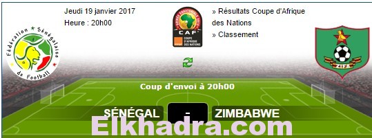 Sénégal - Zimbabwe match en direct Live du Jeudi 19 janvier 2017 1