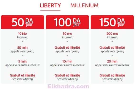 Djezzy Carte - offres , Liberty et Millinium - Appels et sms gratuits et illimités 2