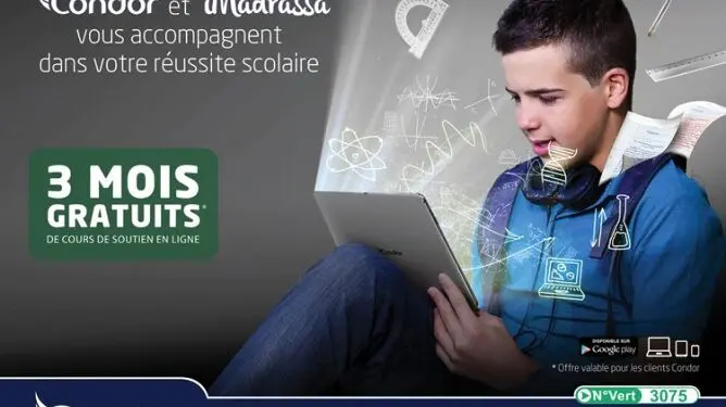 Partenariat Condor / iMadrassa: 3 mois gratuits de cours de soutien en ligne pour tout achat d'un smartphone ou tablette 1