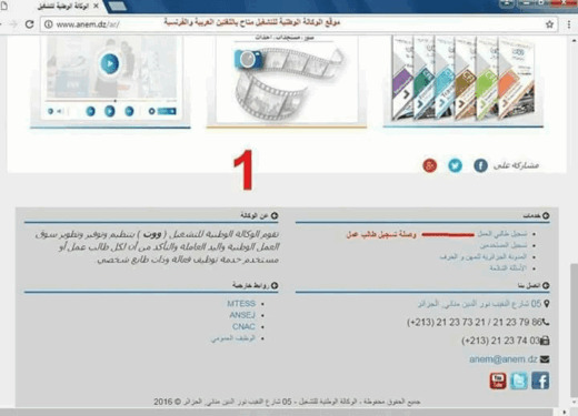 موقع الوكالة الوطنية للتشغيل www.anem.dz 2