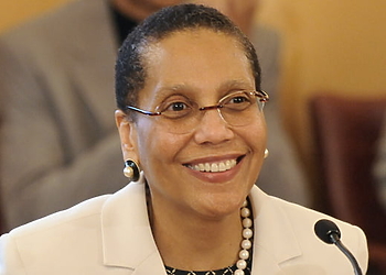 Justice Sheila Abdus-Salaam prepares to speak at a New York state Senate Judiciary committee meeting at the Capitol in Albany, N.Y., on Tuesday, April 30, 2013.   (Photo by Tim Roske)