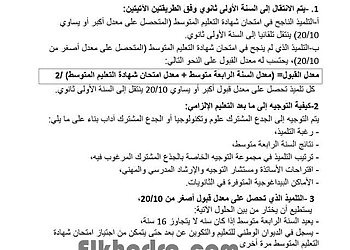معدل القبول والنجاح في امتحان شهادة التعليم المتوسط دورة 2017 1