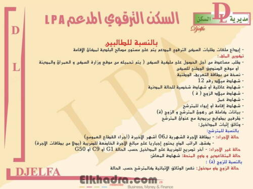 كيفيات تنفيذ برامج السكنات الترقوية المدعمة LPA 2018 3
