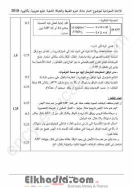 بكالوريا 2018 - التصحيح الوزاري النموذجي للعلوم الطبيعية والحياة 7