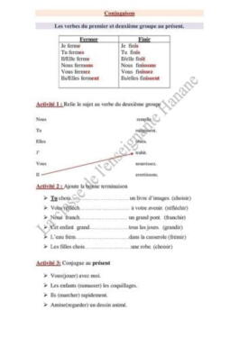 Les verbes du 1er et 2e groupe au présent (5AP) 1