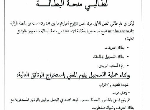 minha.anem.dz : comment s’inscrire à l’allocation chômage en Algérie 1