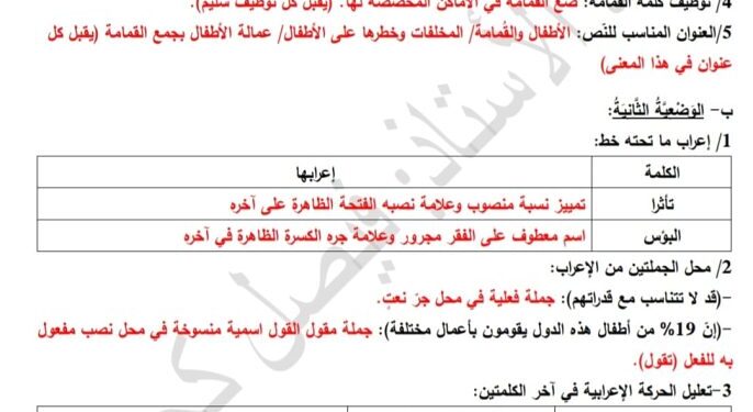 تصحيح مقترح موضوع اللغة العربية شهادة التعليم المتوسط 2022 1