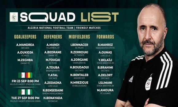 EN Algérie : 24 joueurs pour la Guinée et le Nigéria
