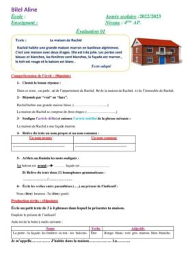 évaluation français 4ème primaire en algerie 5