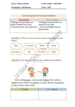 Leçon 2: nom propre et nom commun 4AP 1