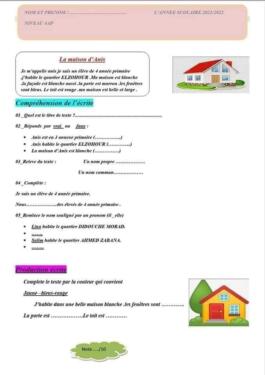 évaluation français 4ème primaire en algerie 3