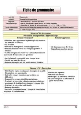 Les fiches de l'évaluation diagnostique 5AP 9