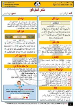 ملخصات الفصل الأول للسنة الرابعة إبتدائي لكل المواد 4