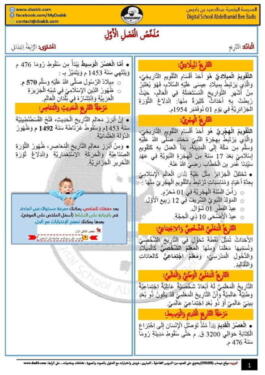 ملخصات الفصل الأول للسنة الرابعة إبتدائي لكل المواد 2