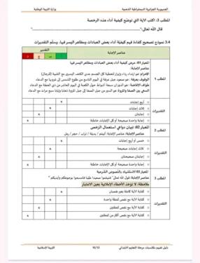 نموذج امتحان تقييم المكتسبات لتلاميذ السنة الخامسة ابتدائي في مادة التربية الاسلامية 4