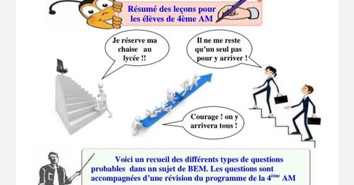 ملخص جميع دروس اللغة الفرنسية للسنة الرابعة متوسط résumé cours francais bem