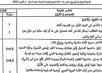 التصحيح الوزاري الرسمي لموضوع اللغة العربية بكالوريا 2023 شعبة لغات أجنبية 7