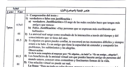 التصحيح الوزاري الرسمي لموضوع اللغة الإسبانية بكالوريا 2023 شعبة لغات أجنبية