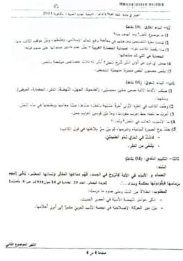موضوع اللغة العربية بكالوريا 2023 شعبة لغات أجنبية 5