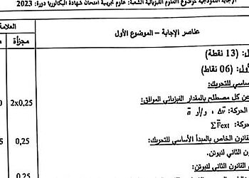 التصحيح الوزاري الرسمي لموضوع الرياضيات بكالوريا 2023 شعبة علوم تجريبية 1
