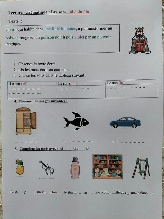 Lecture systématique 4 ap : oi /oin / io 1