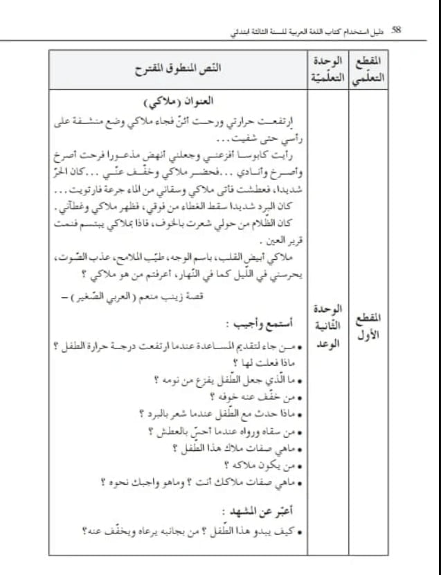 ملاكي نص فهم المنطوق للسنة الثالثة 3 ابتدائي الجيل الثاني 1