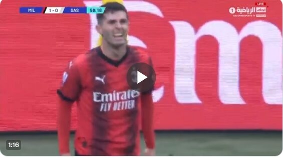 شاهد أسيست رائع من إسماعيل بن ناصر.. بوليسيتش بضع ميلان في المقدمة بهدف في شباك ساسولو 1