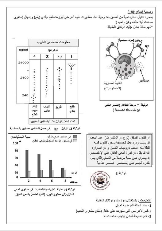 التحضير لامتحان شهادة التعليم المتوسط: اختبار تجريبي مرفق بالحل في مادة العلوم الطبيعية 3