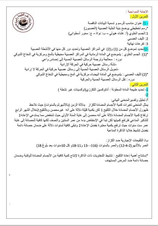 التحضير لامتحان شهادة التعليم المتوسط: اختبار تجريبي مرفق بالحل في مادة العلوم الطبيعية 4