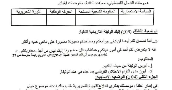 bem 2024 الامتحان التجريبي لمدارس أشبال الأمة في مادة التاريخ والجغرافيا +مرفق بالحل 1