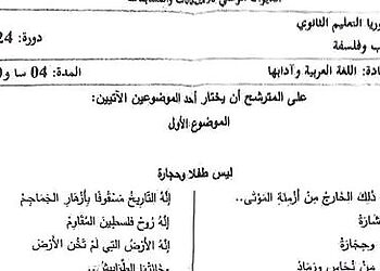 موضوع اللغة العربية بكالوريا 2024 شعبة آداب وفلسفة 14