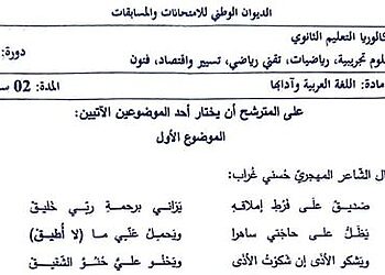 موضوع اللغة العربية بكالوريا 2024 شعب علمية 15