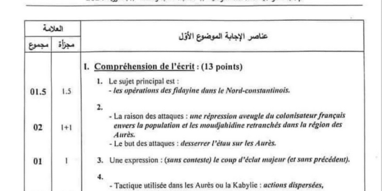 التصحيح الوزاري الرسمي لموضوع اللغة الفرنسية بكالوريا 2024 شعبة آداب وفلسفة 1