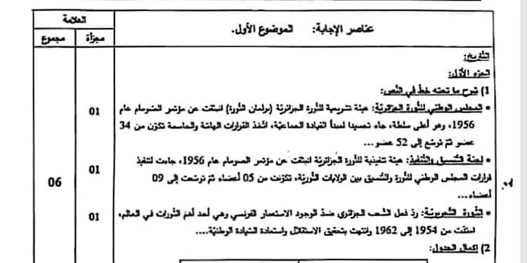 التصحيح الوزاري الرسمي لموضوع التاريخ و الجغرافيا بكالوريا 2024 شعب علمية 1