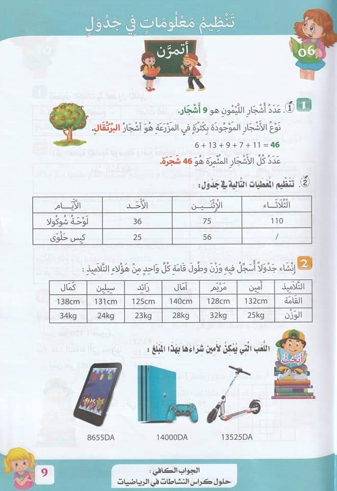 حلول تمارين كتاب أنشطة الرياضيات صفحة 13 للسنة الخامسة ابتدائي – الجيل الثاني 1