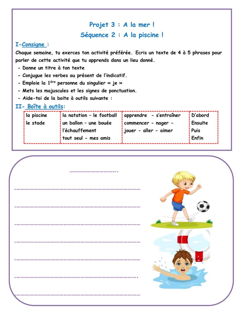 Production écrite 4ème A.P : A la piscine ! 1