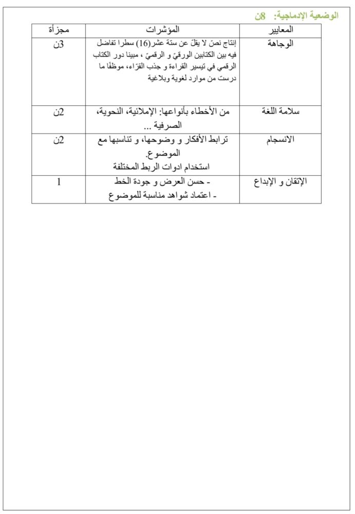 تصحيح موضوع اللغة العربية شهادة التعليم المتوسط 2025 2