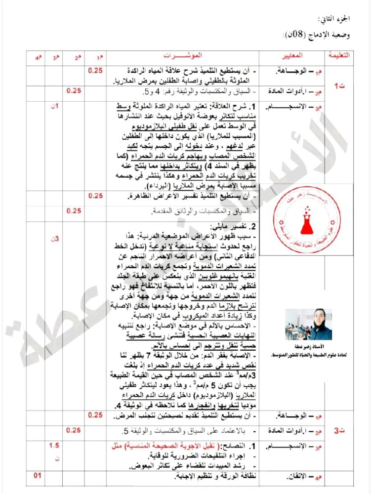 تصحيح مقترح لموضوع مادة اللغة العلوم الطبيعية في امتحان شهادة التعليم المتوسط 2025 3