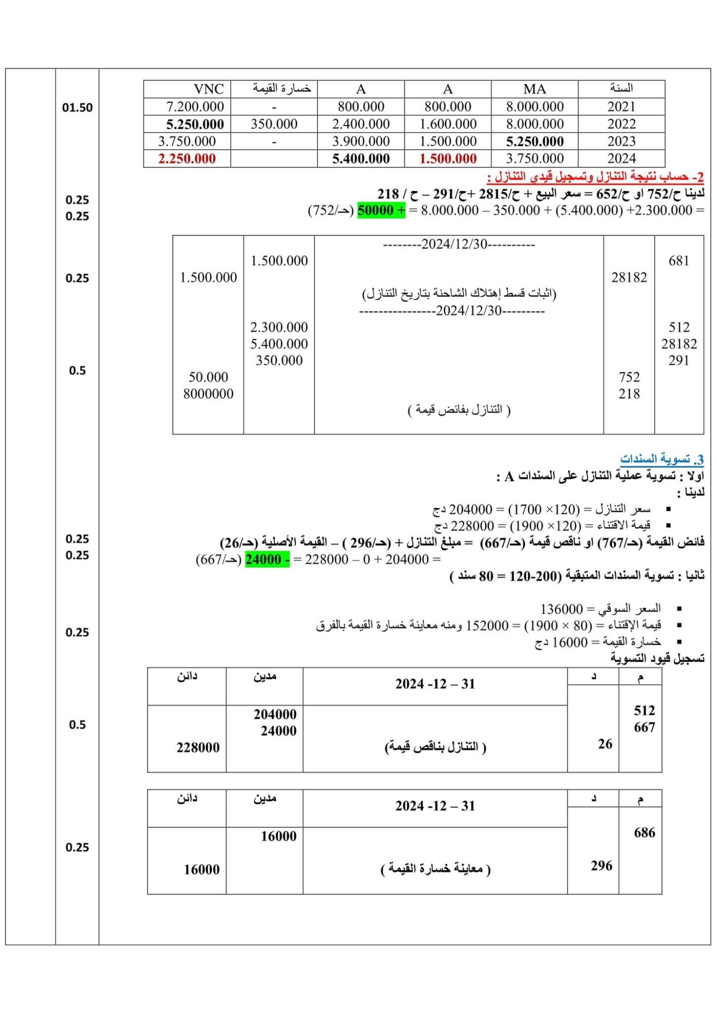 تصحيح موضوع التسيير المحاسبي والمالي بكالوريا 2025 شعبة تسيير واقتصاد 4