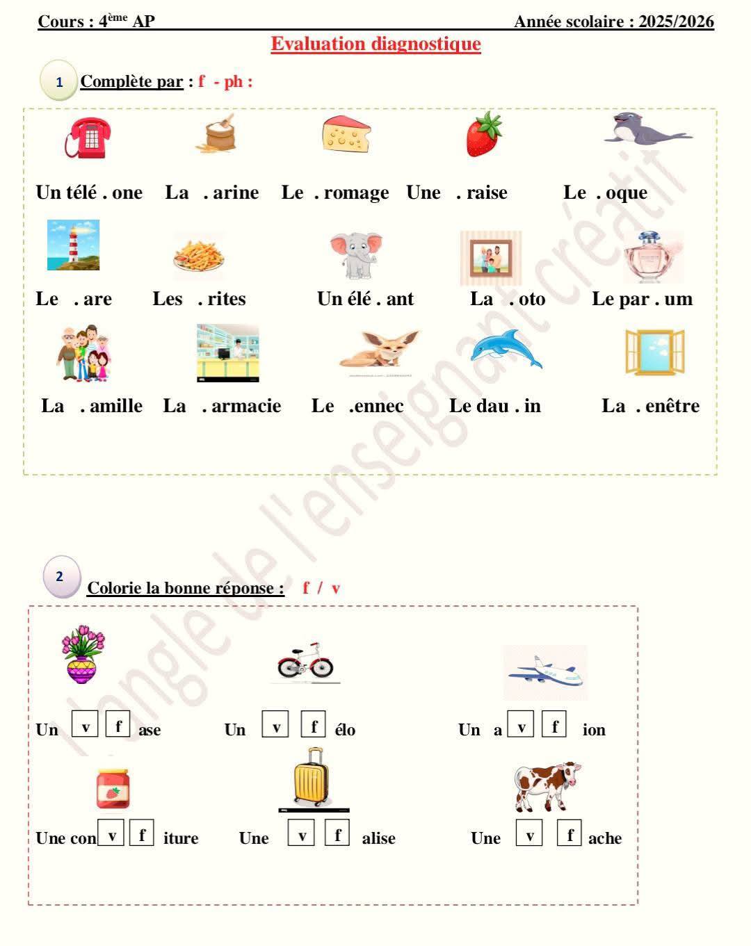 Évaluation diagnostique 4AP 2