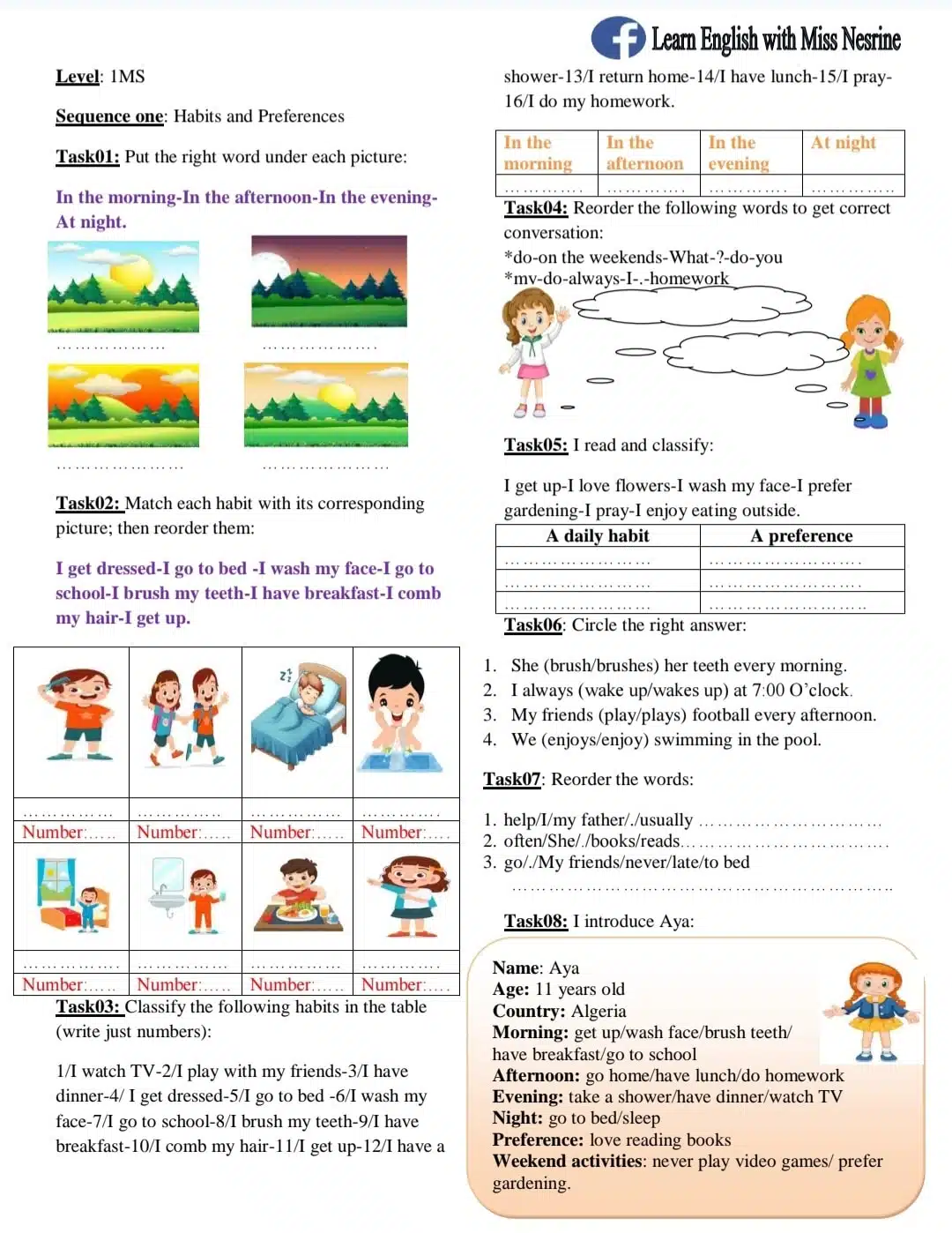 Level1ms Sequence one Habits and Preferences 1