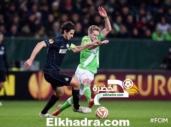 الدوري الأوروبي :  فولفسبورج الألماني يفوز على انتر ميلان الإيطالي بثلاثة أهداف لهدف