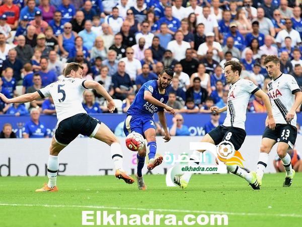 محرز يسجل رابع اهدافه مع ليستر المتعادل مع توتنهام ليضعه بصدارة الدوري الإنجليزي