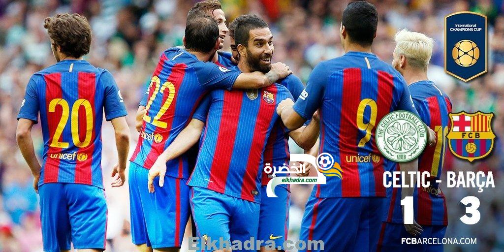 برشلونة يفوز على سلتيك وديا في كأس الابطال بثلاثة مقابل واحد