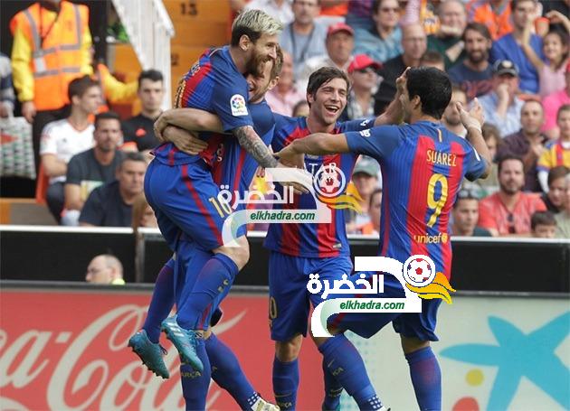 ميسي يقود برشلونة لاعتلاء صدارة الدوري الإسباني مؤقتا بعد فوزه المثير على فالنسيا 1