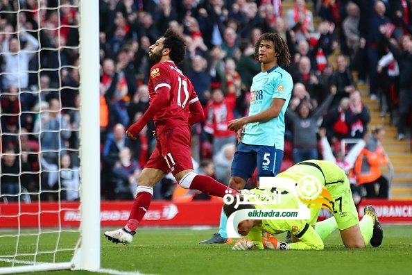 صلاح يواصل التألق وليفربول يكرم وفادة ضيفه بورنموث بثلاثية