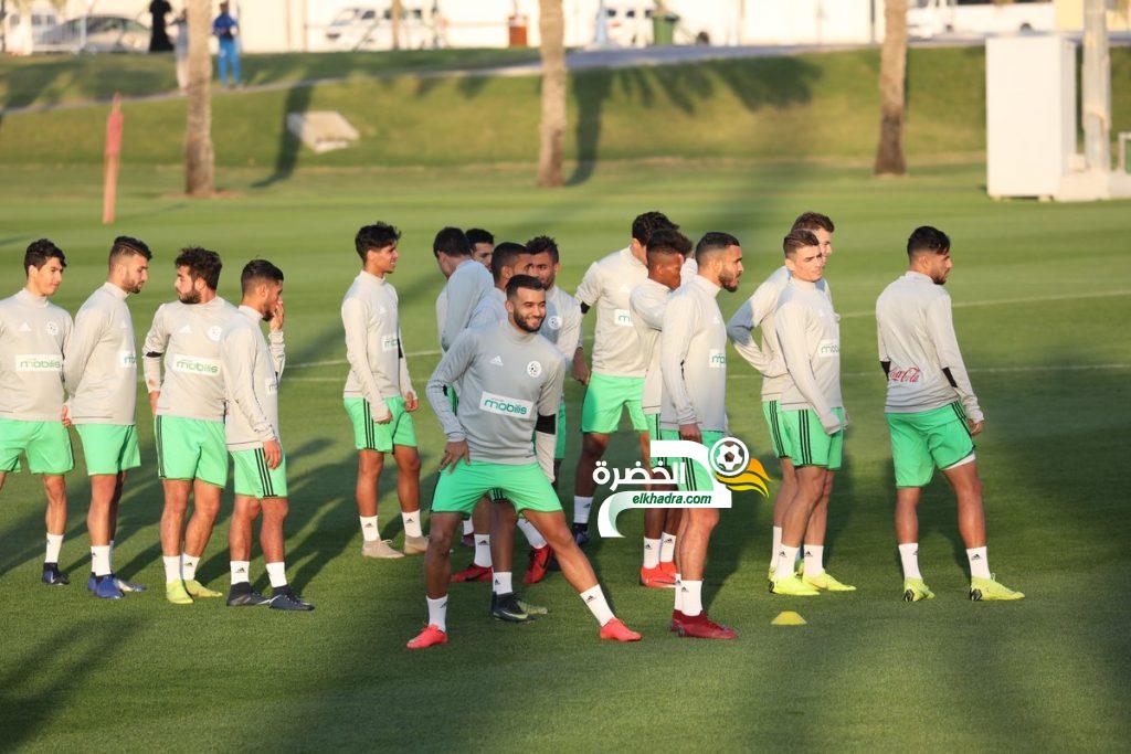 بالصور .. الخضر يواصلون تحضيراتهم للمباراة الودية أمام المنتخب القطري